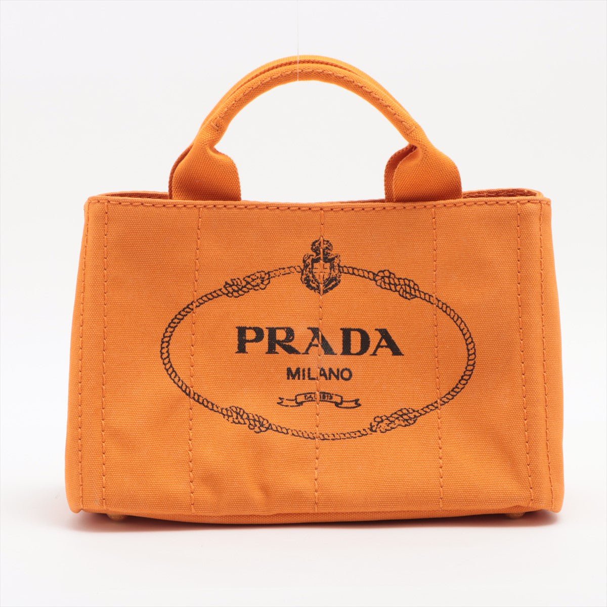 Second hand Prada Prada Cotton Canvas Shopping Bag Orange Small - Tabita Bags