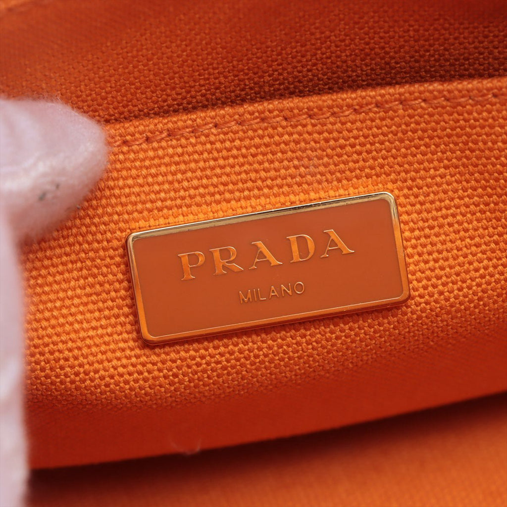 Second hand Prada Prada Cotton Canvas Shopping Bag Orange Small - Tabita Bags
