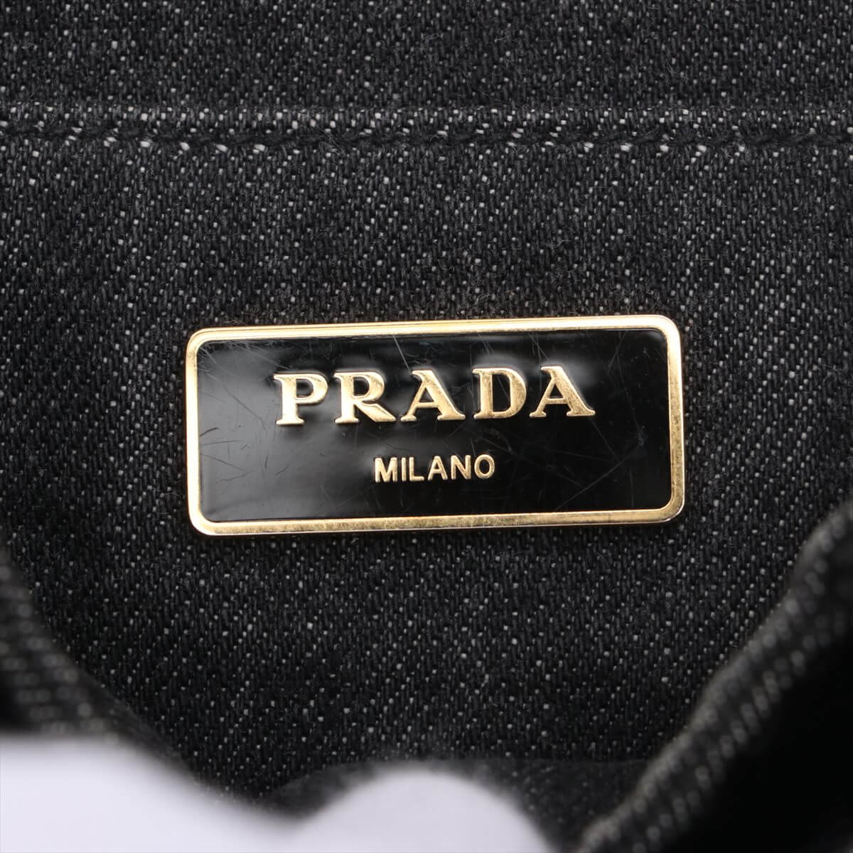 Prada-Prada Mini Canapa Denim Tote bag Black-at Tabita Bags