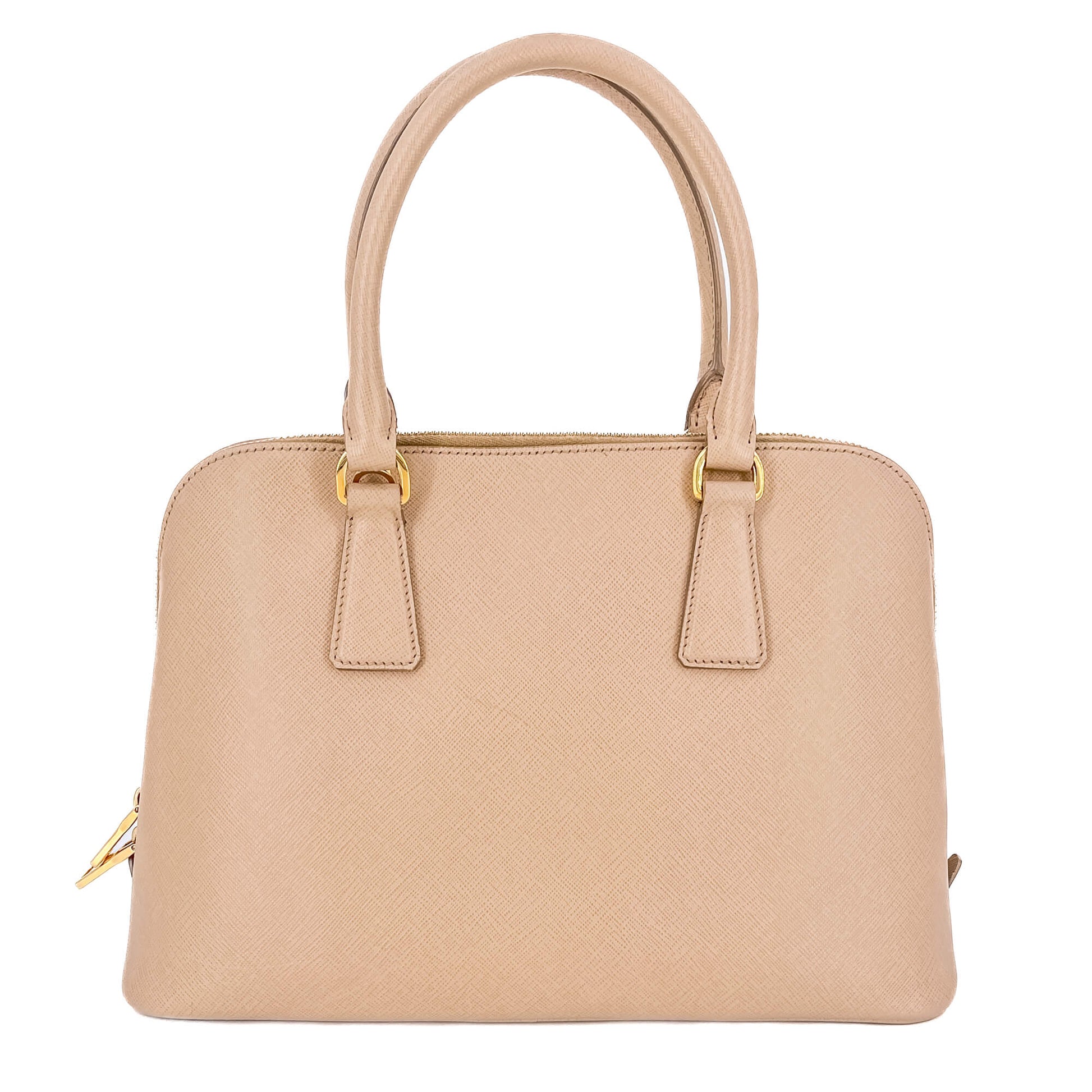 Second hand Prada Promenade Medium Saffiano Leather 2-Ways Frame Bag Beige - Tabita Bags