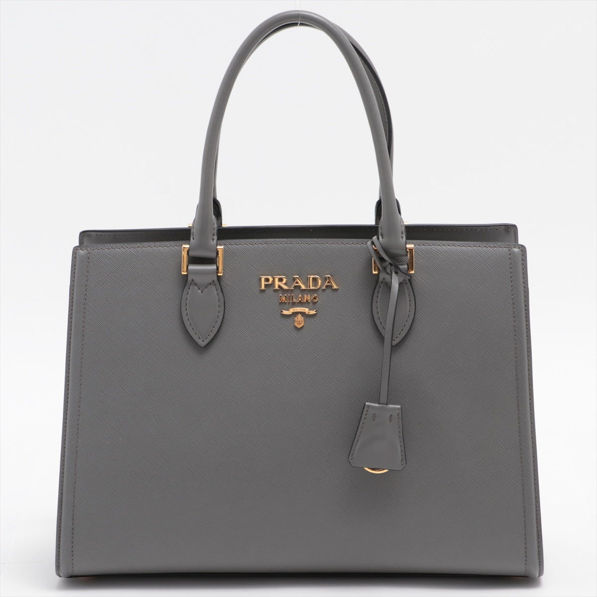 Second hand Prada Saffiano Leather 2way Medium Grey - Tabita Bags