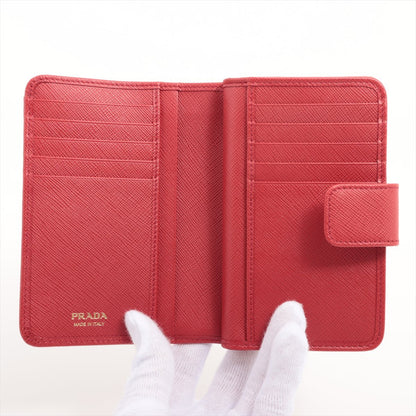 Second hand Prada Saffiano Metal Leather Wallet Red - Tabita Bags