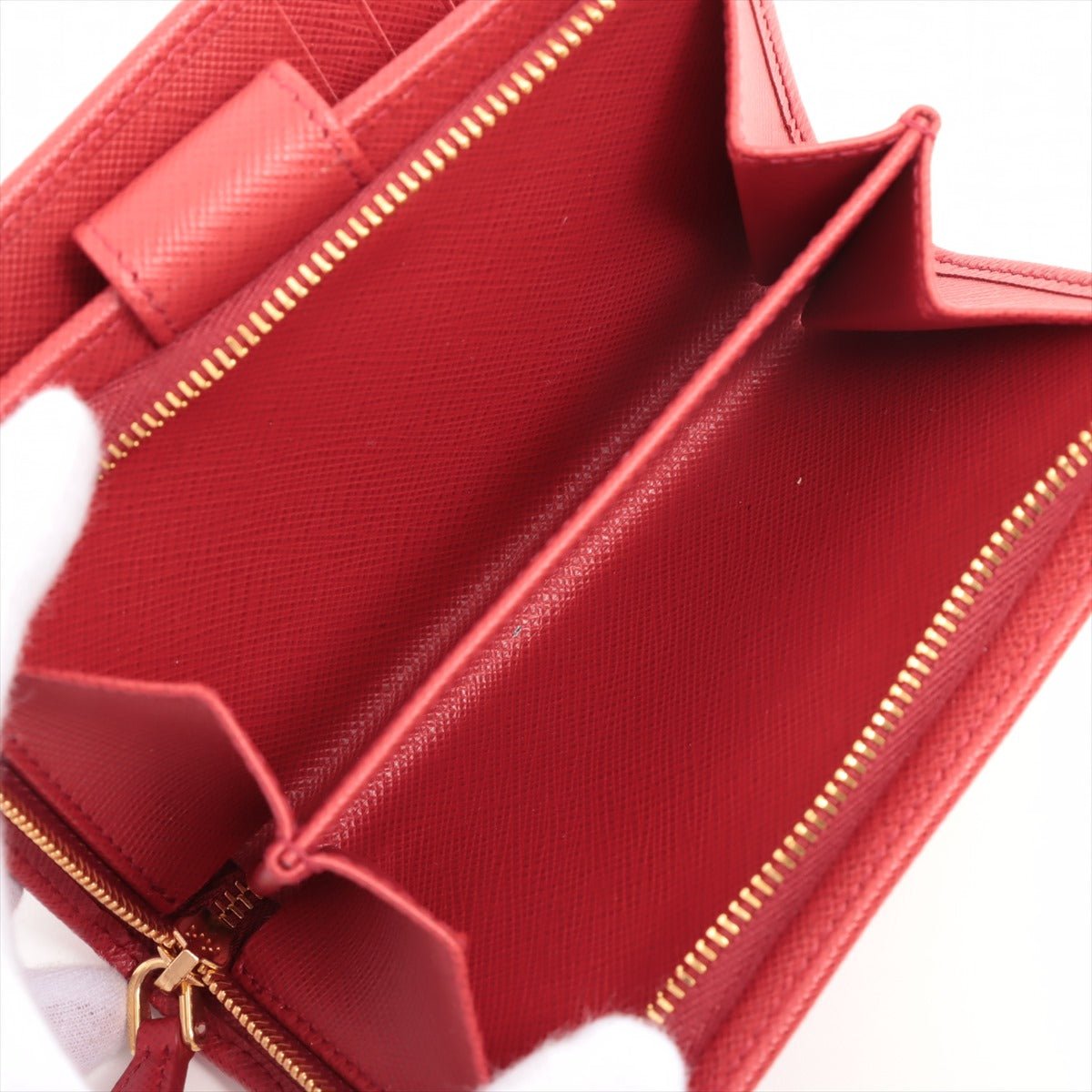 Second hand Prada Saffiano Metal Leather Wallet Red - Tabita Bags