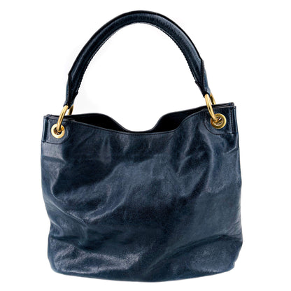 Second hand Prada Shoulder Hobo Blue-Gray Leather - Tabita Bags