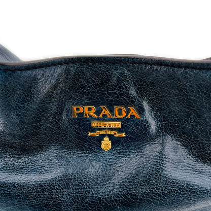 Second hand Prada Shoulder Hobo Blue-Gray Leather - Tabita Bags