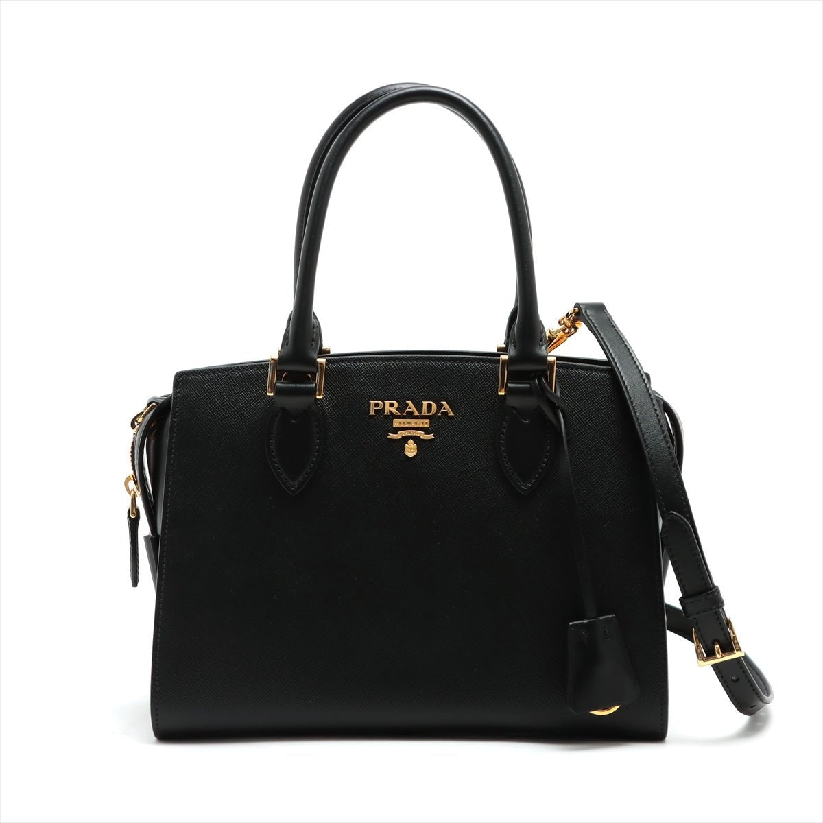 Second hand Prada Top Handle Small 2-Way Saffiano Leather Black Bag - Tabita Bags