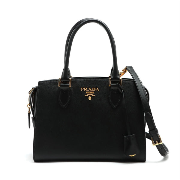 Pega superior pequena 2-Way Saffiano couro Preto bolsa