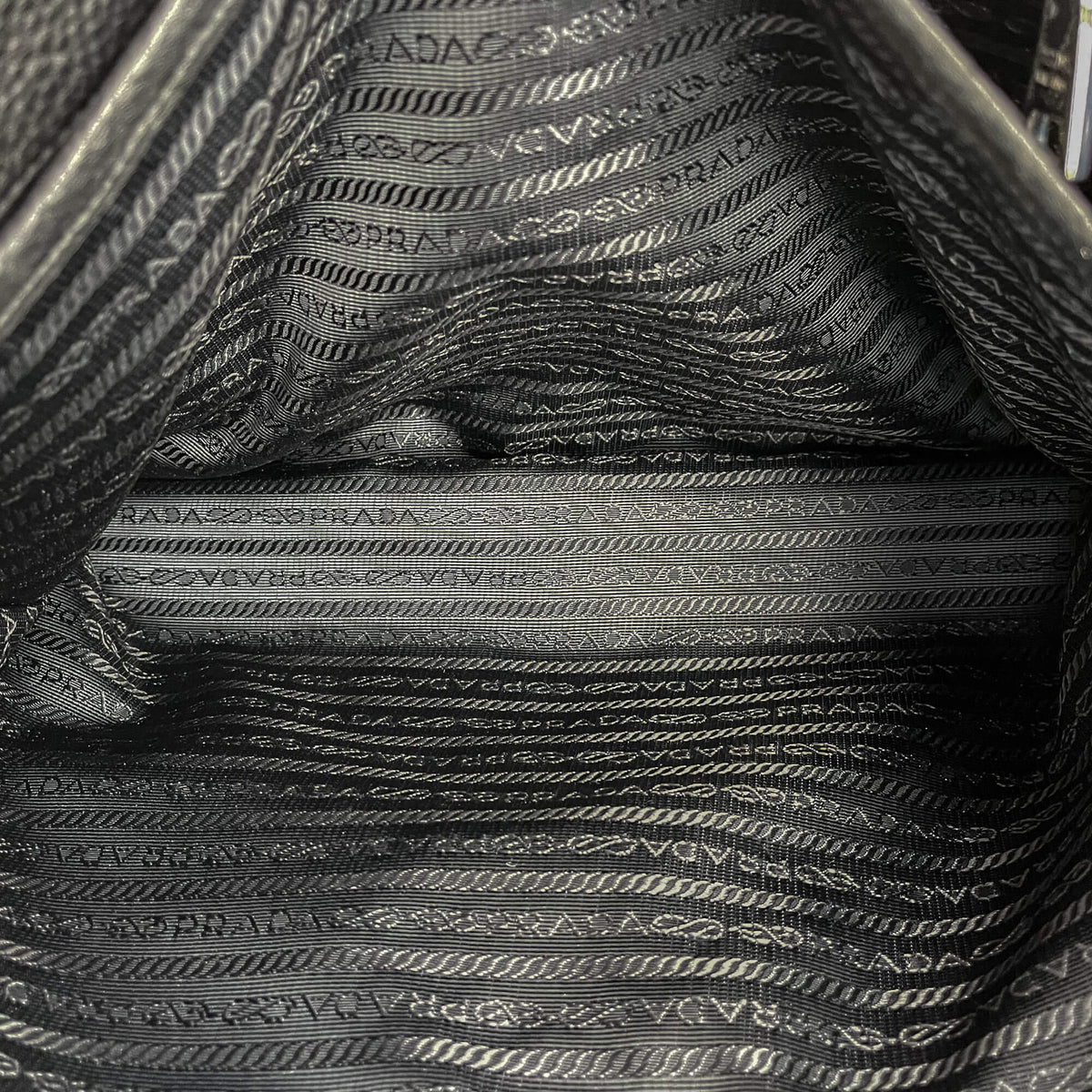 Second hand Prada Tote Handbag Leather 2-Ways Black - Tabita Bags