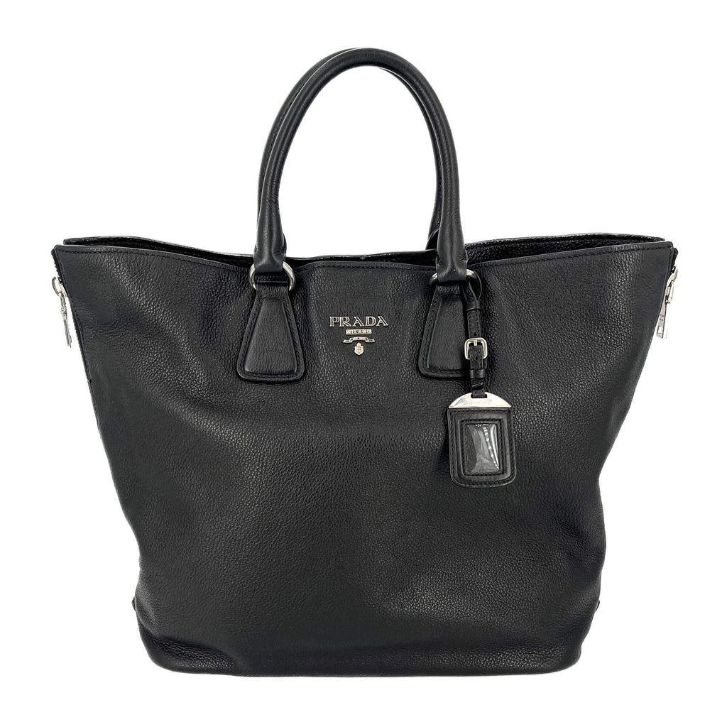 Second hand Prada Tote Handbag Leather 2-Ways Black - Tabita Bags