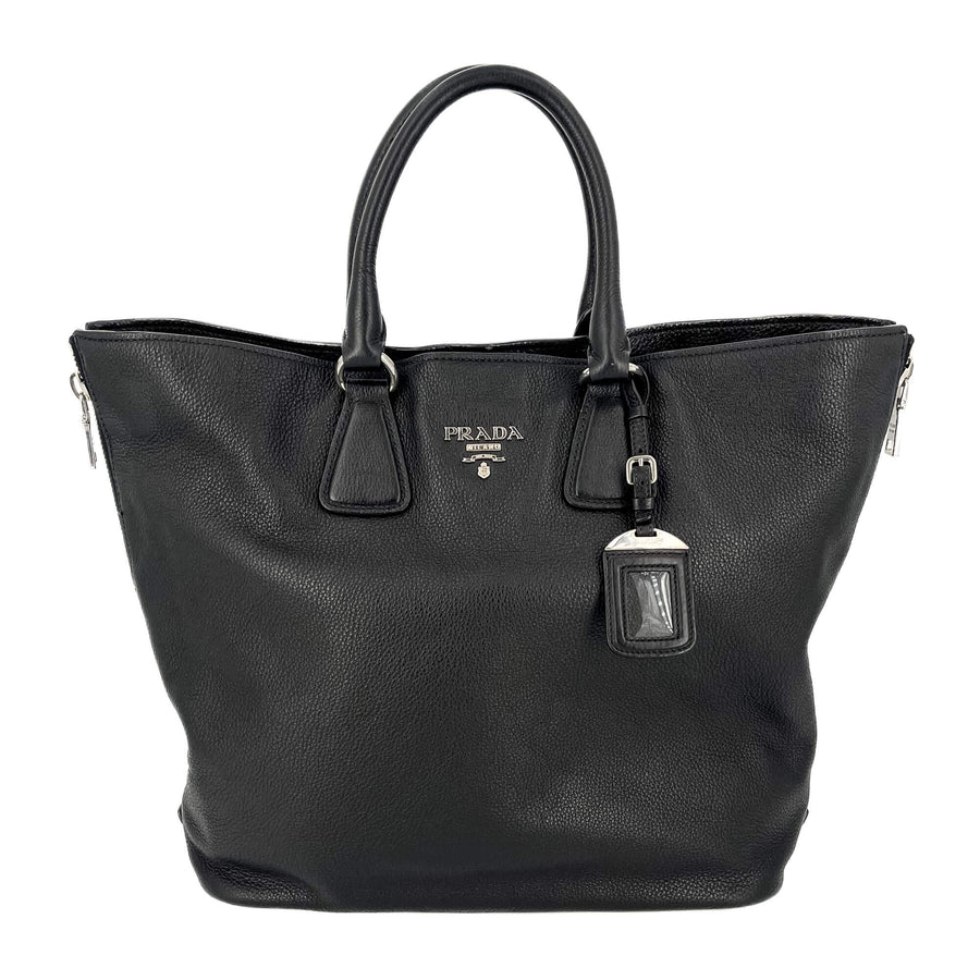 Second hand Prada Tote Handbag Leather 2-Ways Black - Tabita Bags