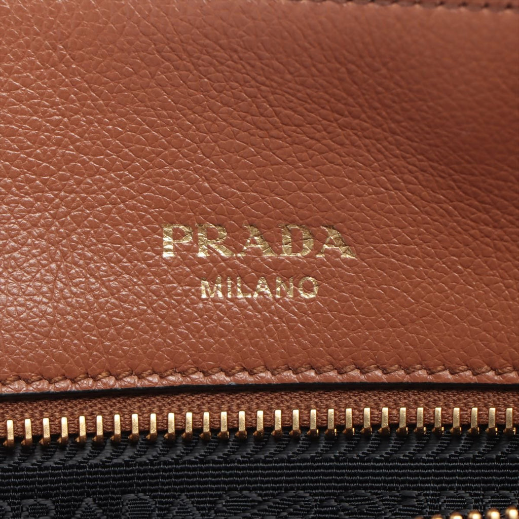 Second hand Prada Vitello Phenix Brown Leather Handbag - Tabita Bags