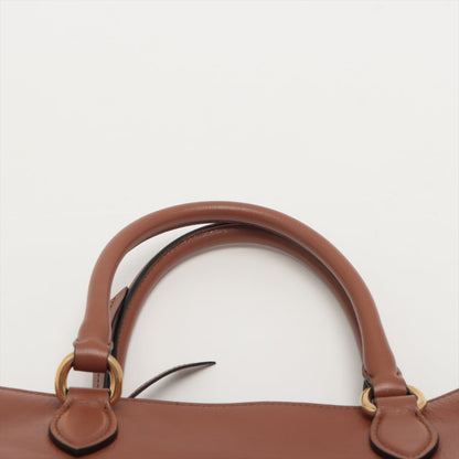 Second hand Prada Vitello Phenix Brown Leather Handbag - Tabita Bags