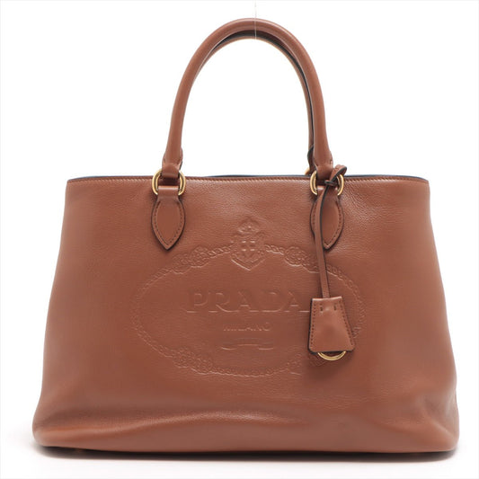 Second hand Prada Vitello Phenix Brown Leather Handbag - Tabita Bags