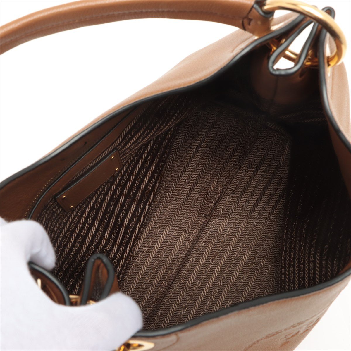 Second hand Prada Vitello Phenix Leather One Shoulder Brown - Tabita Bags