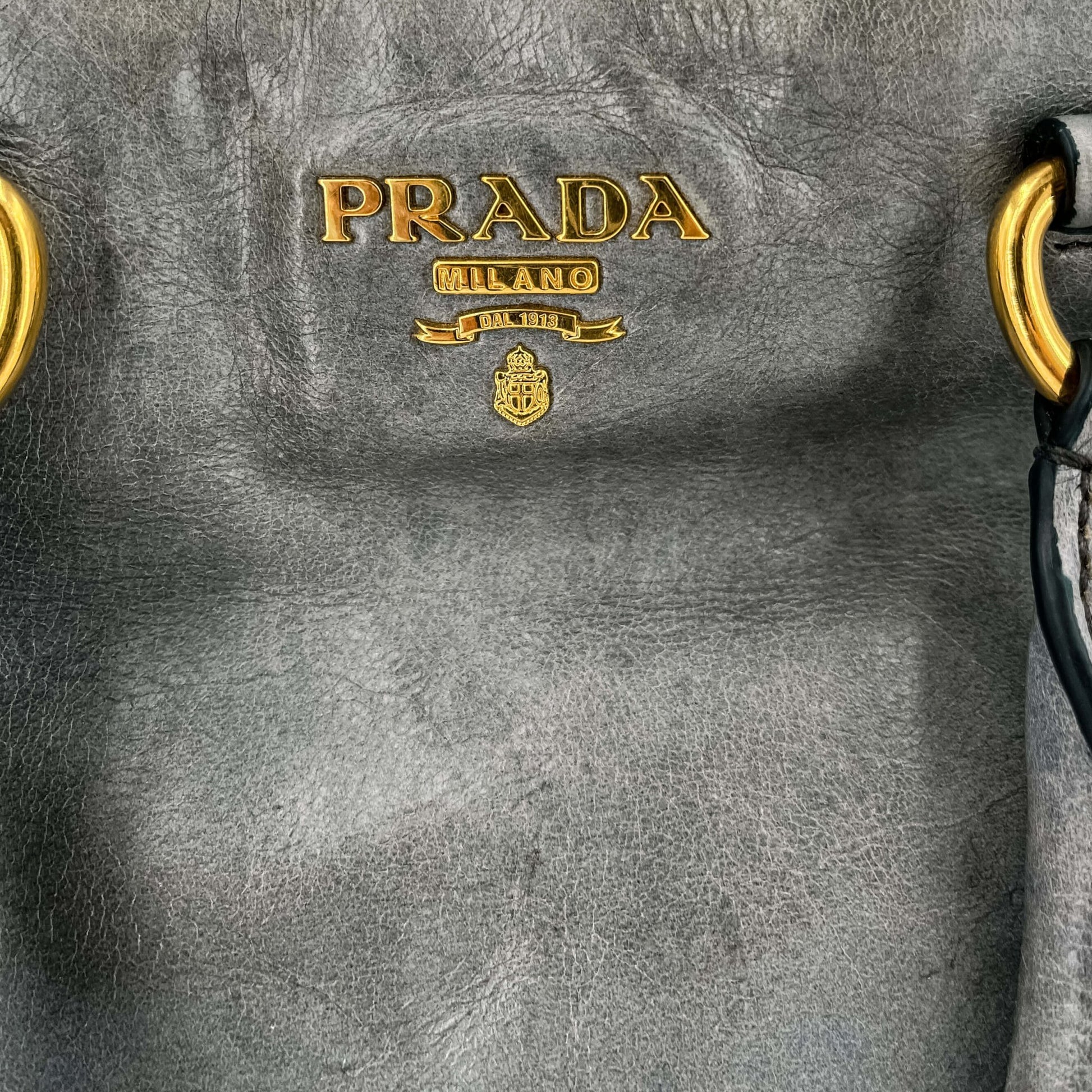 Second hand Prada Vitello Shine Tote Bag Grey - Tabita Bags