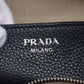 Second hand Prada Zipped Shoulder Bag Daino Leather Navy blue - Tabita Bags