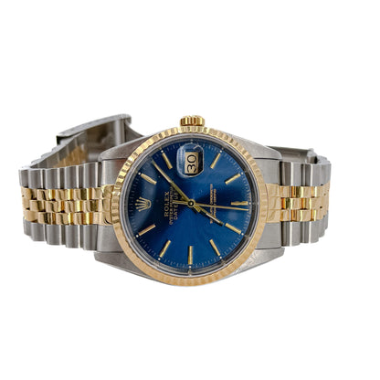 Second hand Rolex Datejust Steel and Gold Blue 36mm - Tabita Bags