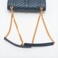 Second hand Saint Laurent Envelope Medium Embossed Grained Leather 2-Ways Envelope Bag Navy - Tabita Bags