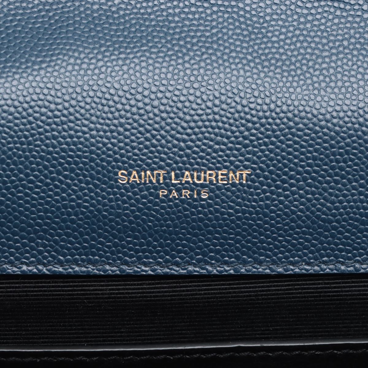 Second hand Saint Laurent Envelope Medium Embossed Grained Leather 2-Ways Envelope Bag Navy - Tabita Bags