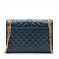 Second hand Saint Laurent Envelope Medium Embossed Grained Leather 2-Ways Envelope Bag Navy - Tabita Bags