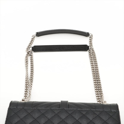 Second hand Saint Laurent Envelope Medium Quilted Embossed Leather Shoulde Bag Black - Tabita Bags