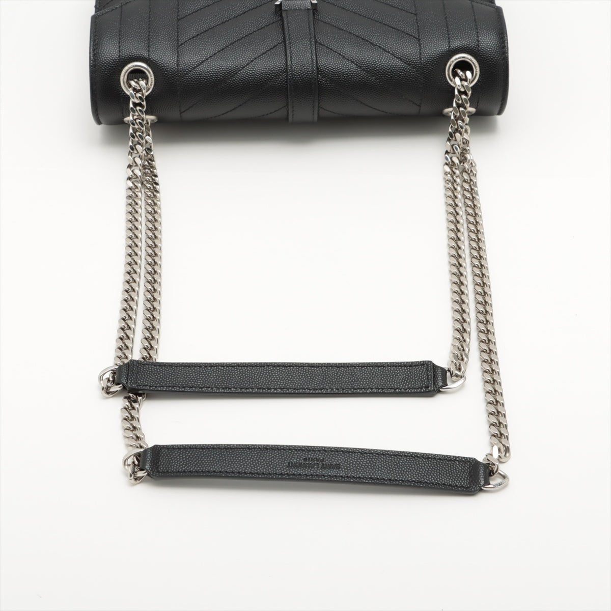 Second hand Saint Laurent Envelope Medium Quilted Embossed Leather Shoulde Bag Black - Tabita Bags