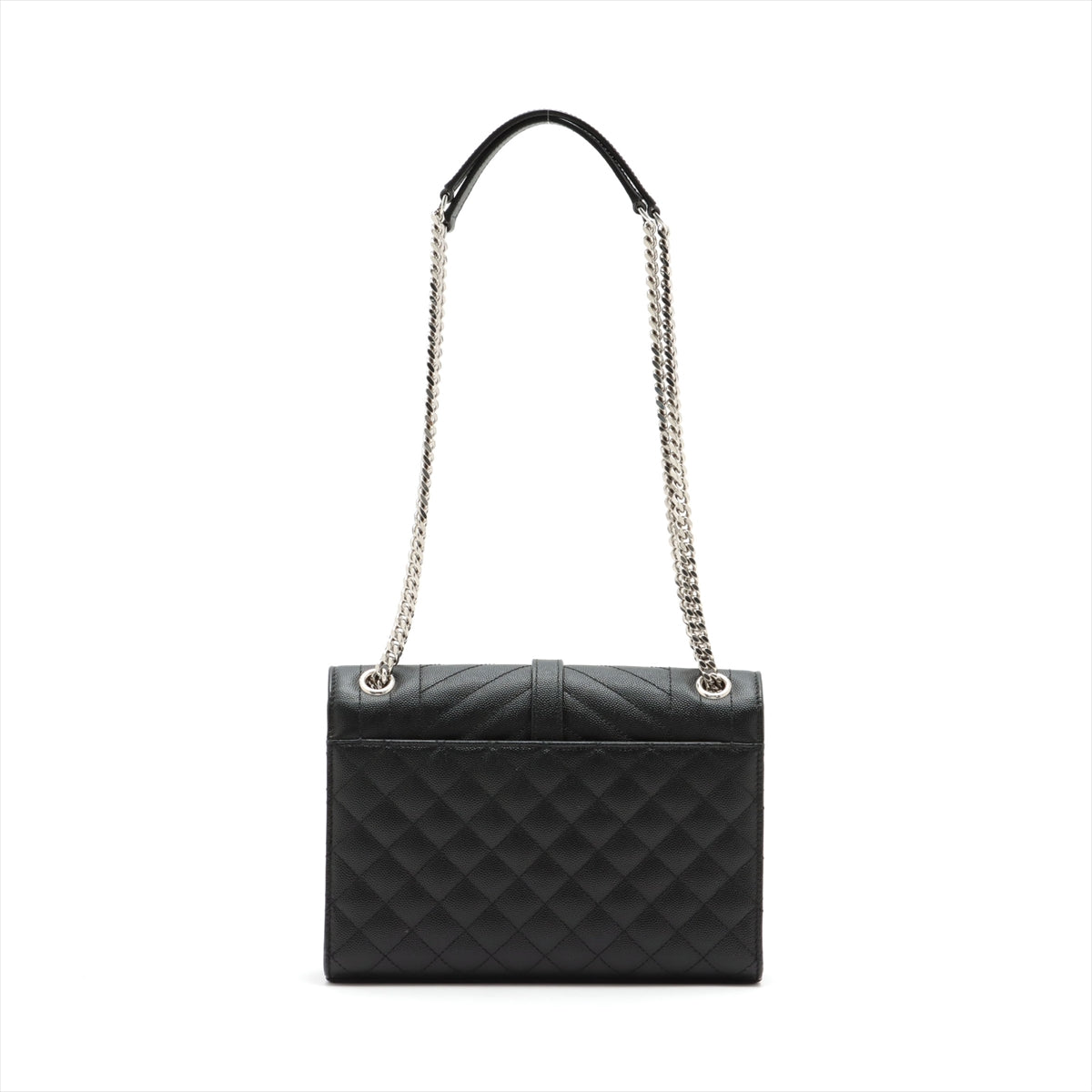 Second hand Saint Laurent Envelope Medium Quilted Embossed Leather Shoulde Bag Black - Tabita Bags