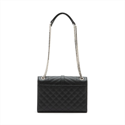 Second hand Saint Laurent Envelope Medium Quilted Embossed Leather Shoulde Bag Black - Tabita Bags