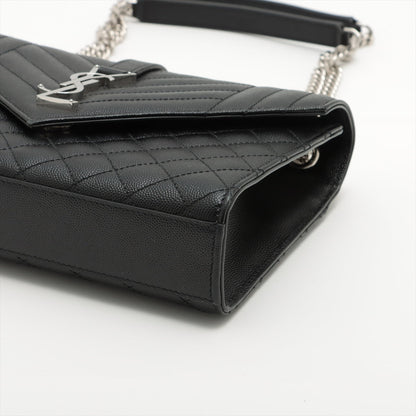 Second hand Saint Laurent Envelope Medium Quilted Embossed Leather Shoulde Bag Black - Tabita Bags