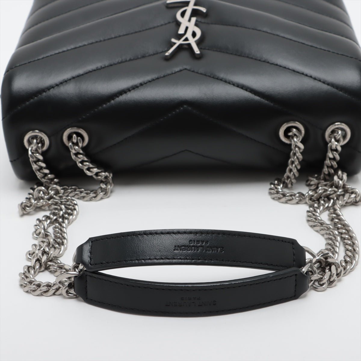Second hand Saint Laurent Loulou Small Leather Chain Bag Black - Tabita Bags