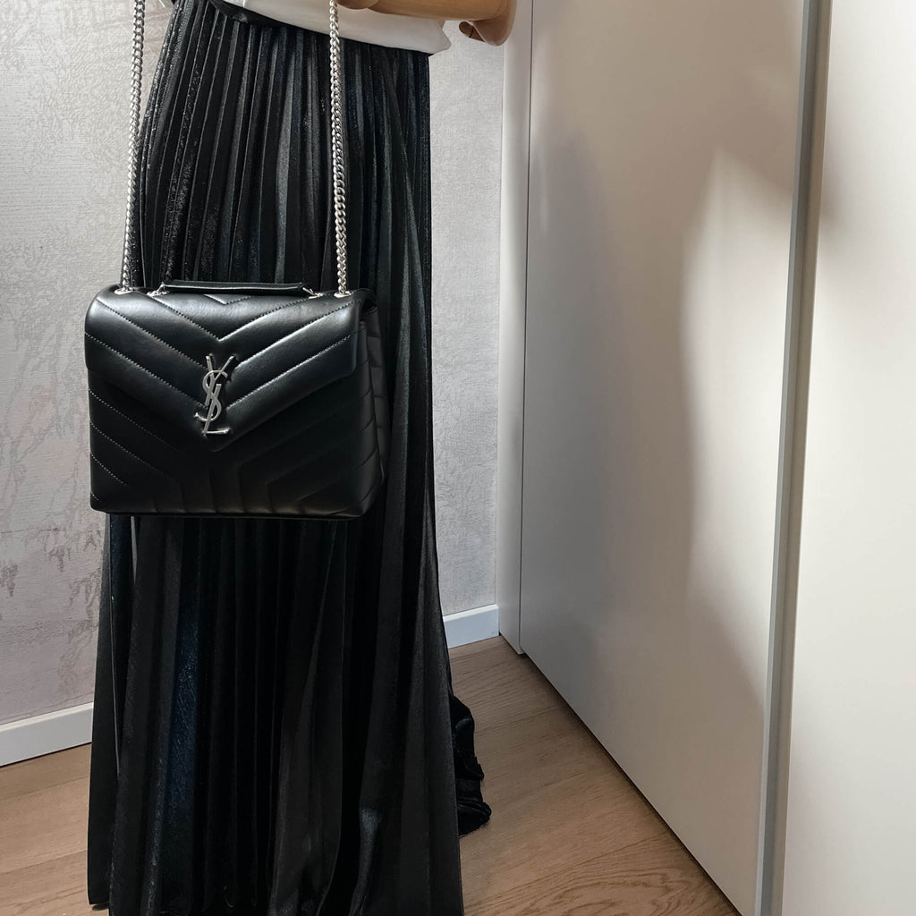 Second hand Saint Laurent Loulou Small Leather Chain Bag Black - Tabita Bags
