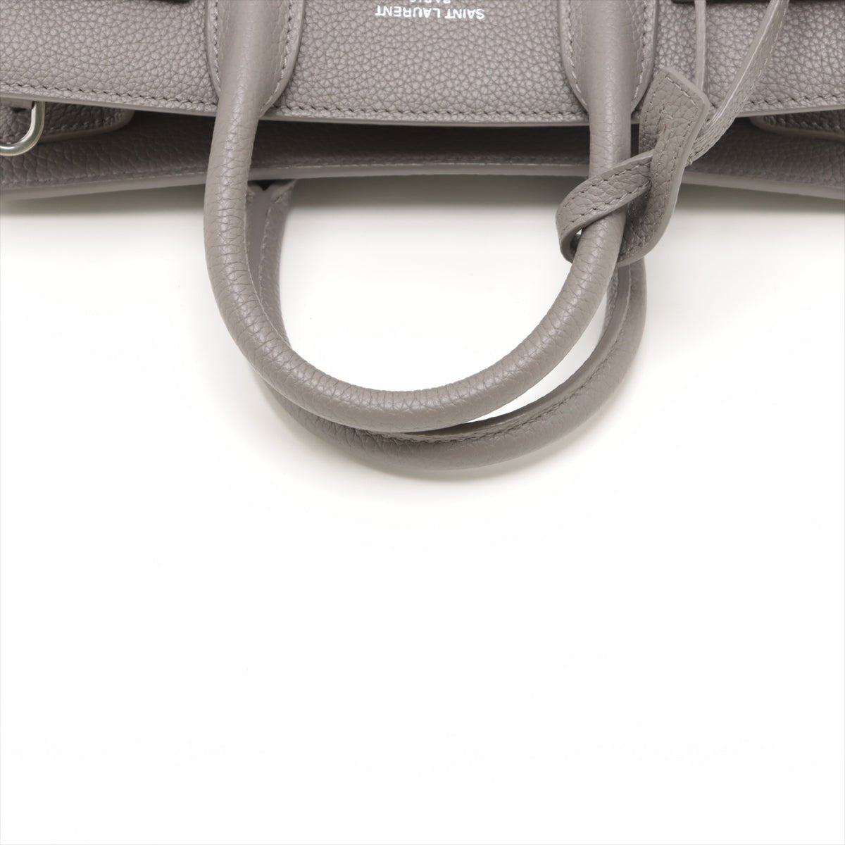 Second hand Saint Laurent Sac De Jour Baby Grained Leather 2-Ways Tote Bag Grey - Tabita Bags