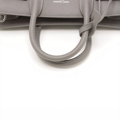 Second hand Saint Laurent Sac De Jour Baby Grained Leather 2-Ways Tote Bag Grey - Tabita Bags