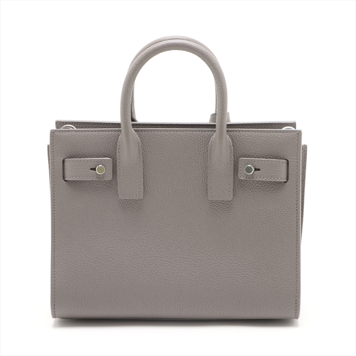 Second hand Saint Laurent Sac De Jour Baby Grained Leather 2-Ways Tote Bag Grey - Tabita Bags