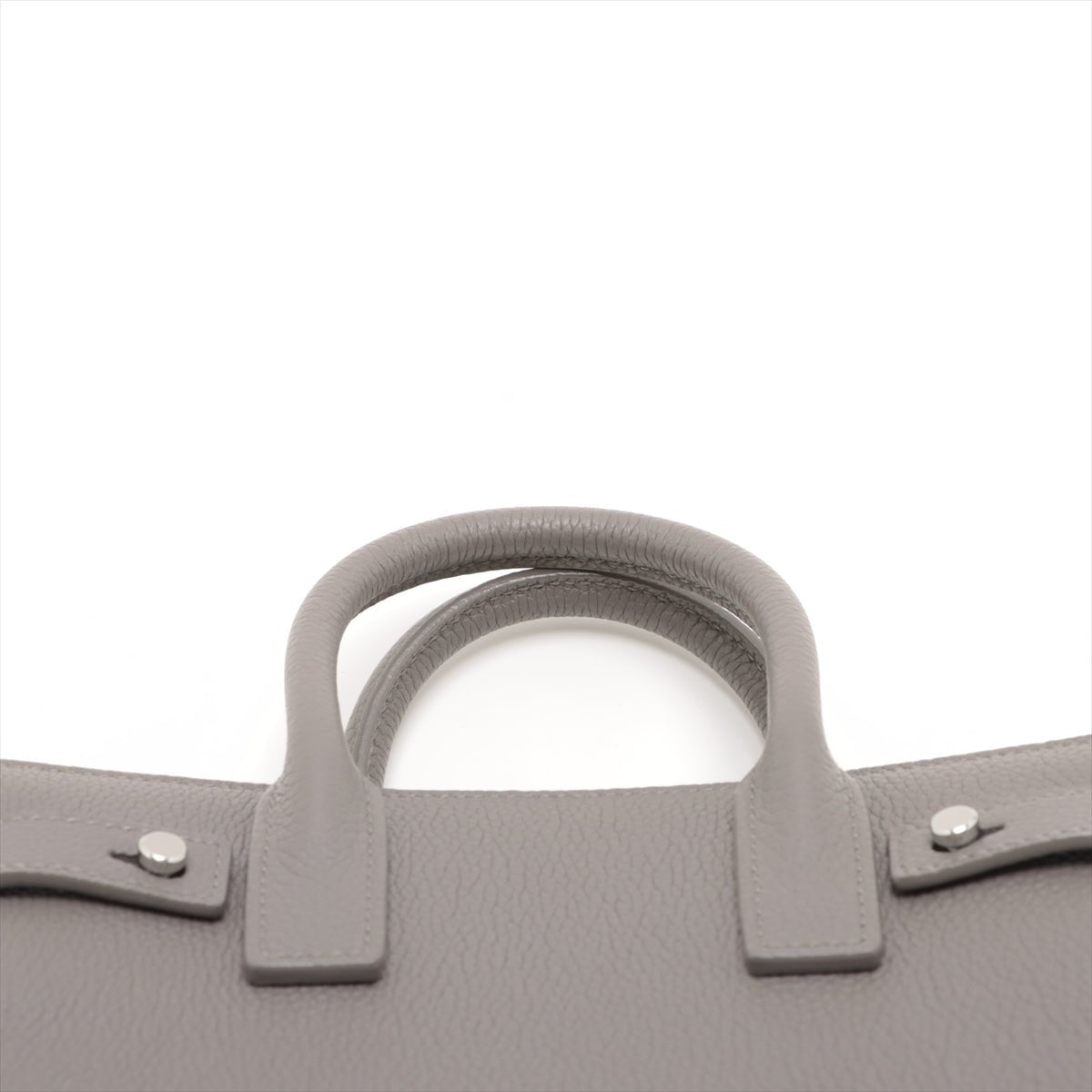 Second hand Saint Laurent Sac De Jour Baby Grained Leather 2-Ways Tote Bag Grey - Tabita Bags