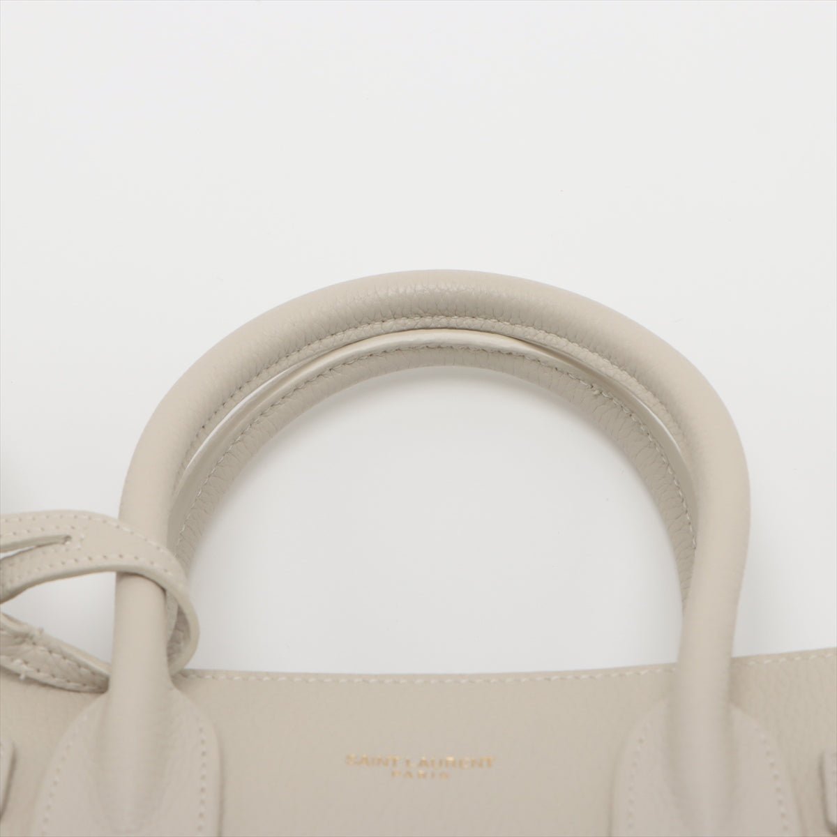 Second hand Saint Laurent Sac De Jour Baby Grained Leather 2-Ways Tote Bag Off-white - Tabita Bags