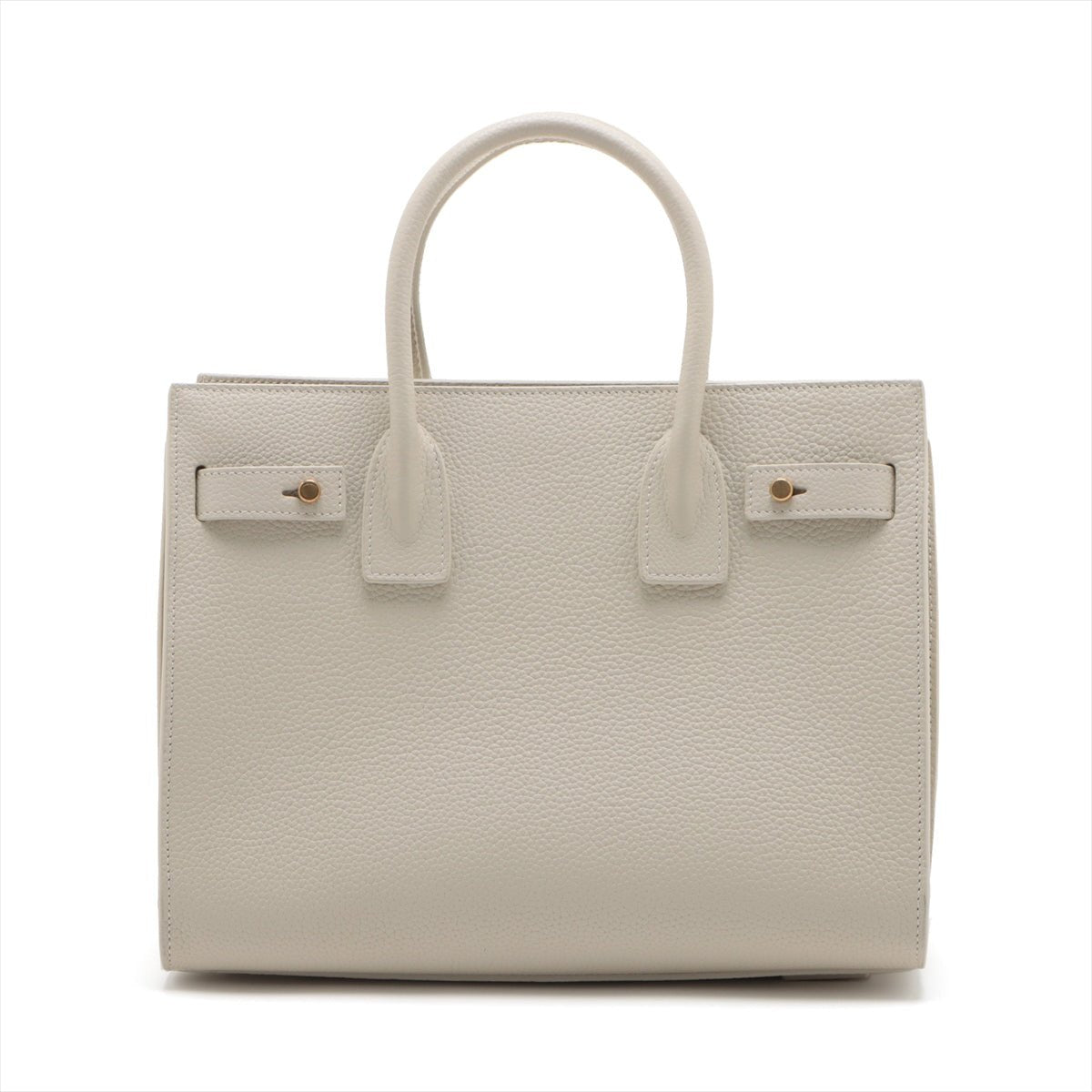 Second hand Saint Laurent Sac De Jour Baby Grained Leather 2-Ways Tote Bag Off-white - Tabita Bags