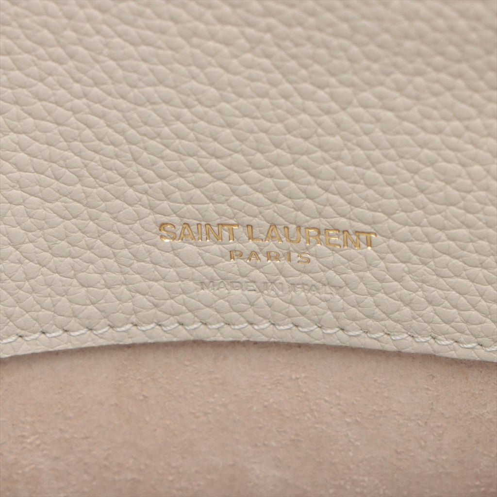Second hand Saint Laurent Sac De Jour Baby Grained Leather 2-Ways Tote Bag Off-white - Tabita Bags