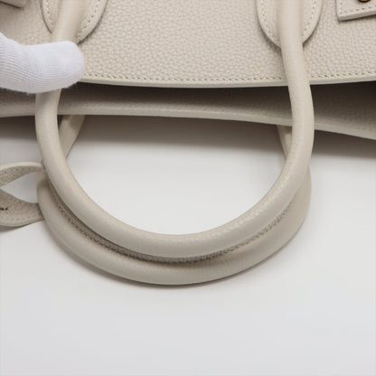 Second hand Saint Laurent Sac De Jour Baby Grained Leather 2-Ways Tote Bag Off-white - Tabita Bags