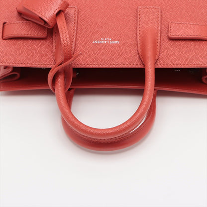 Second hand Saint Laurent Sac de Jour Nano Leather Red 2-Way Tote - Tabita Bags