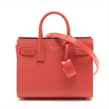 Second hand Saint Laurent Sac de Jour Nano Leather Red 2-Way Tote - Tabita Bags