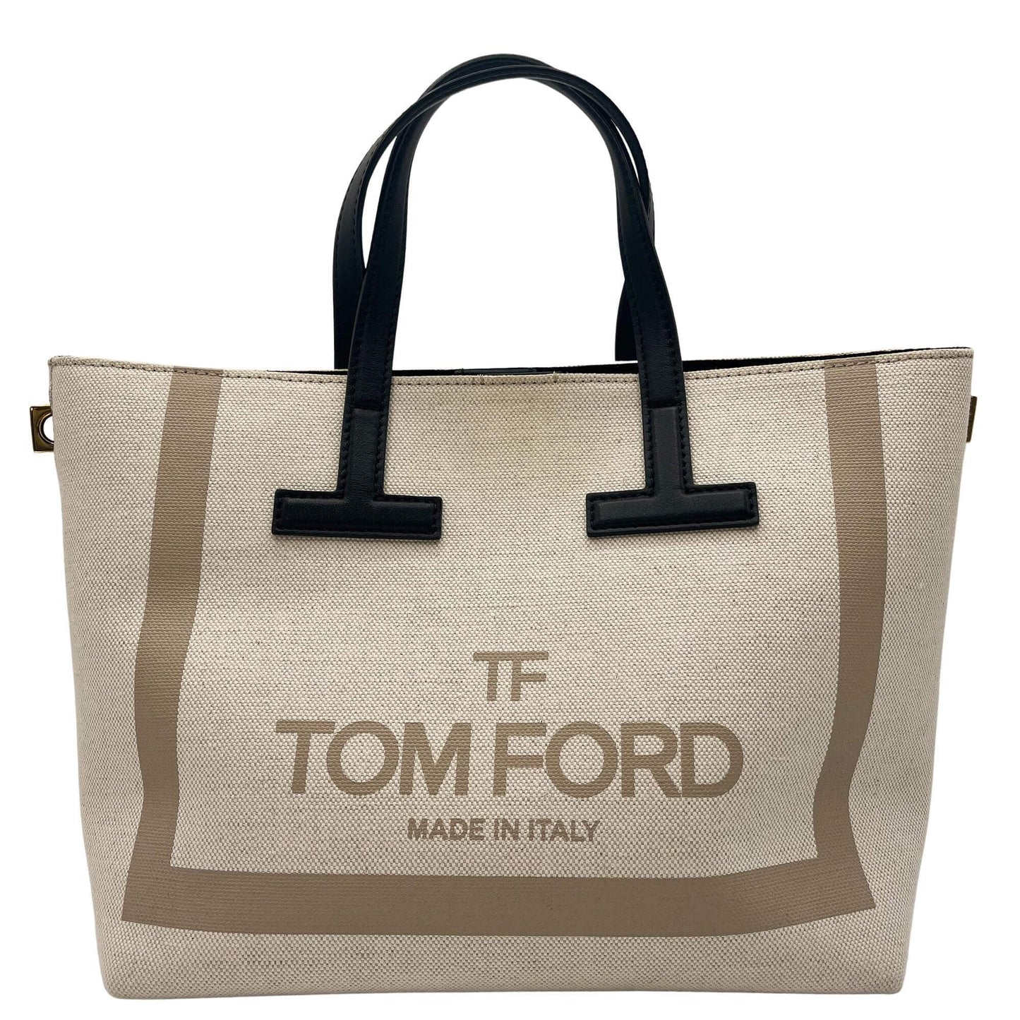 Second hand Tom Ford Tom Ford T Tote Canvas and Leather Beige - Tabita Bags