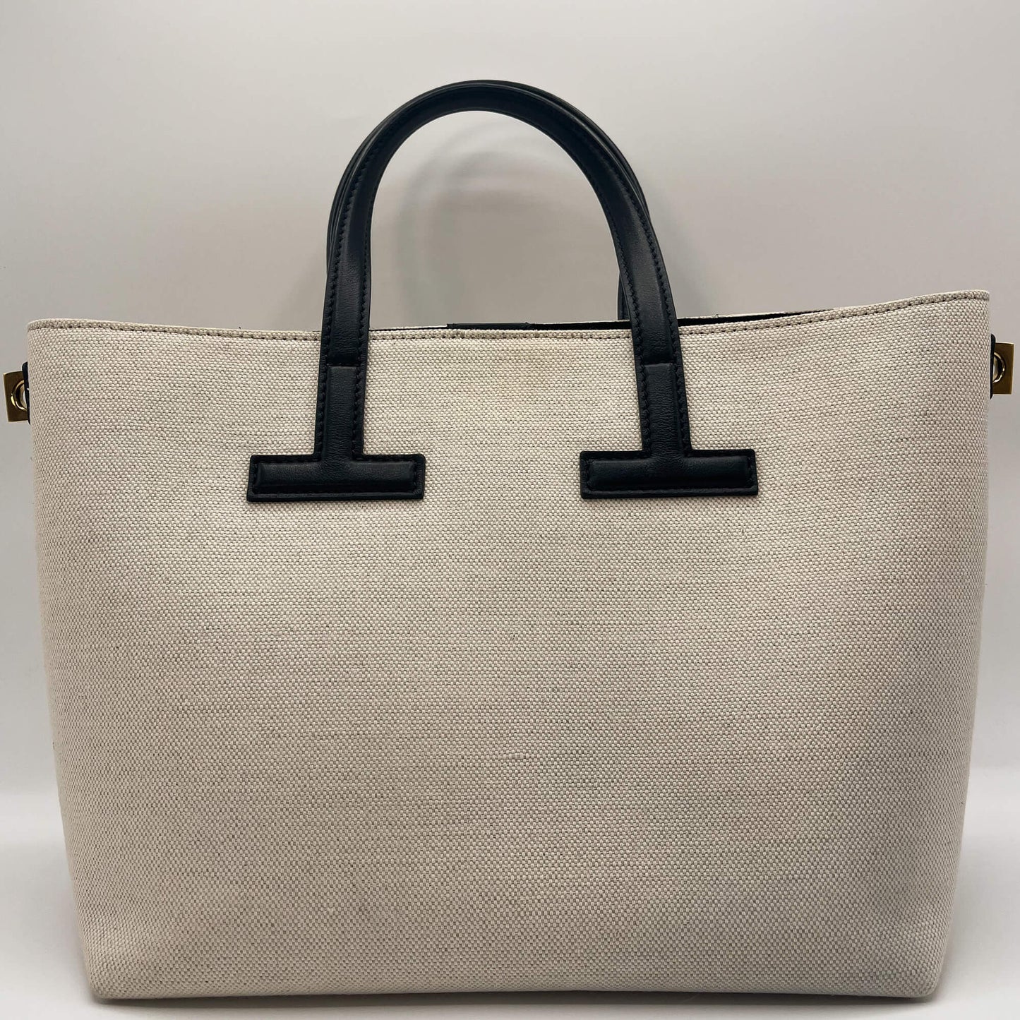 Second hand Tom Ford Tom Ford T Tote Canvas and Leather Beige - Tabita Bags