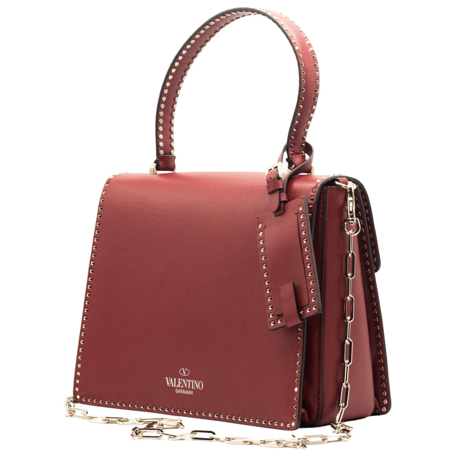 Second hand Valentino Garavani Red Leather Studs Shoulder Bag - Tabita Bags