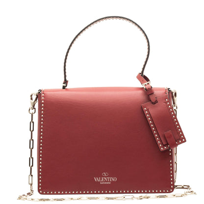 Second hand Valentino Garavani Red Leather Studs Shoulder Bag - Tabita Bags