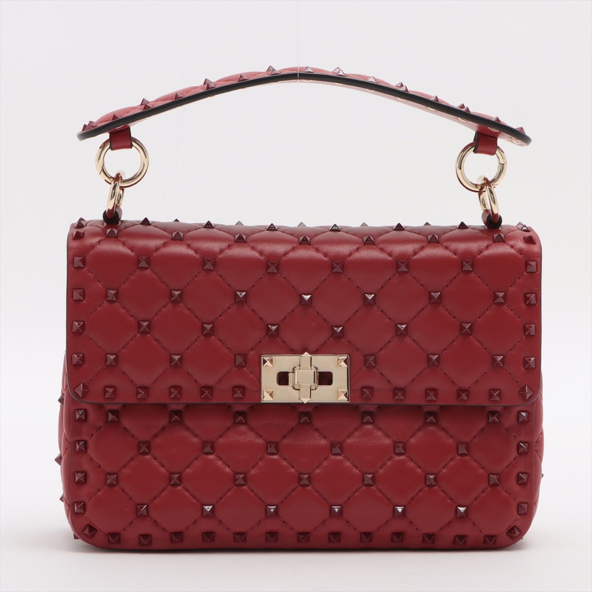 Second hand Valentino Garavani Rockstud Medium Spike nappa leather 2way Red - Tabita Bags