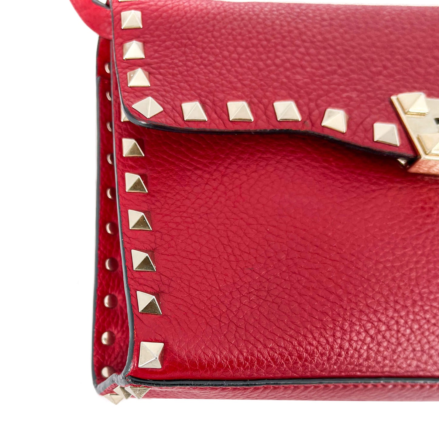 Second hand Valentino Garavani Rockstud Small in Red Grained Leather - Tabita Bags