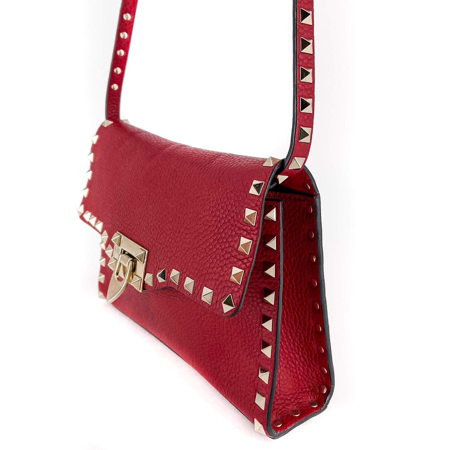 Second hand Valentino Garavani Rockstud Small in Red Grained Leather - Tabita Bags