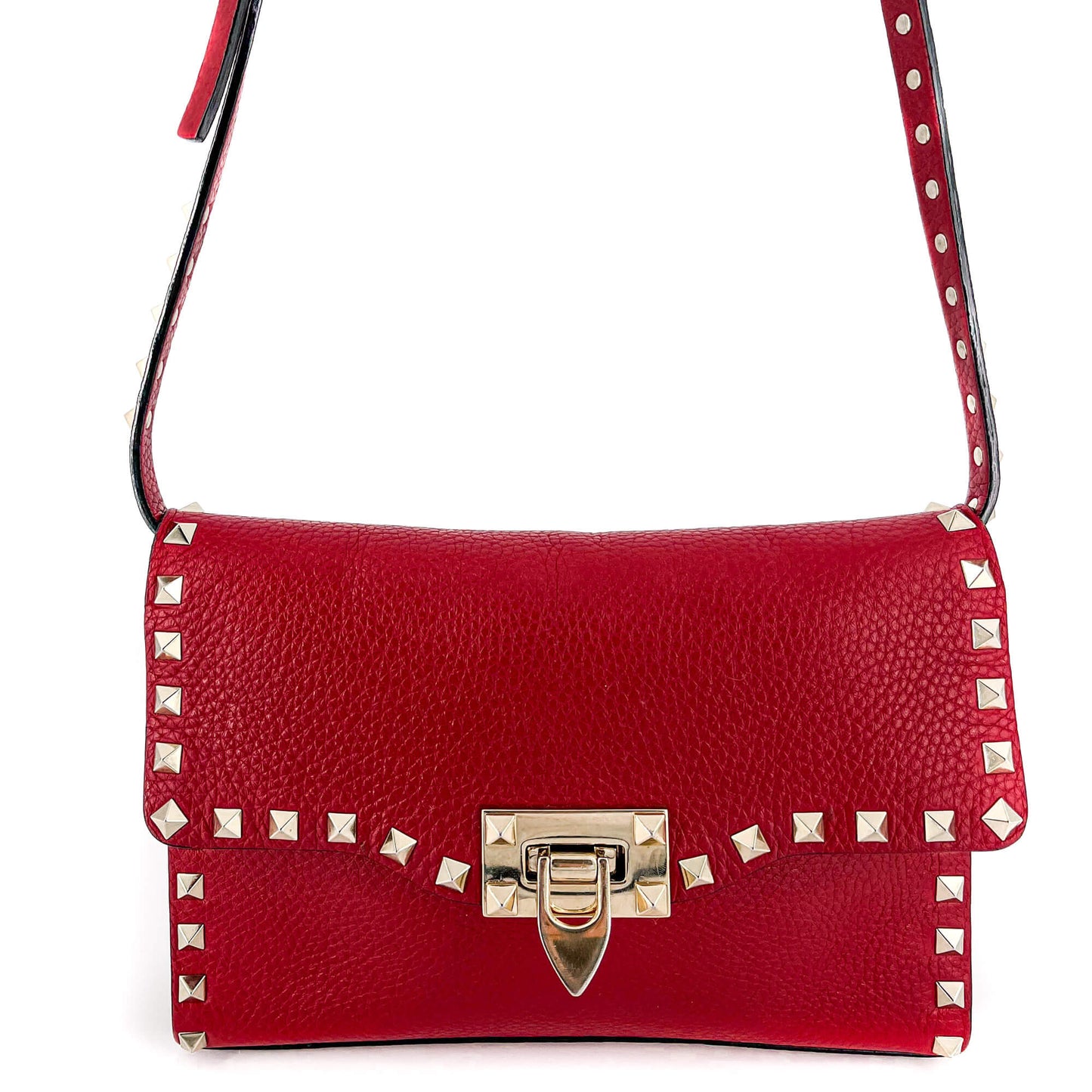 Second hand Valentino Garavani Rockstud Small in Red Grained Leather - Tabita Bags