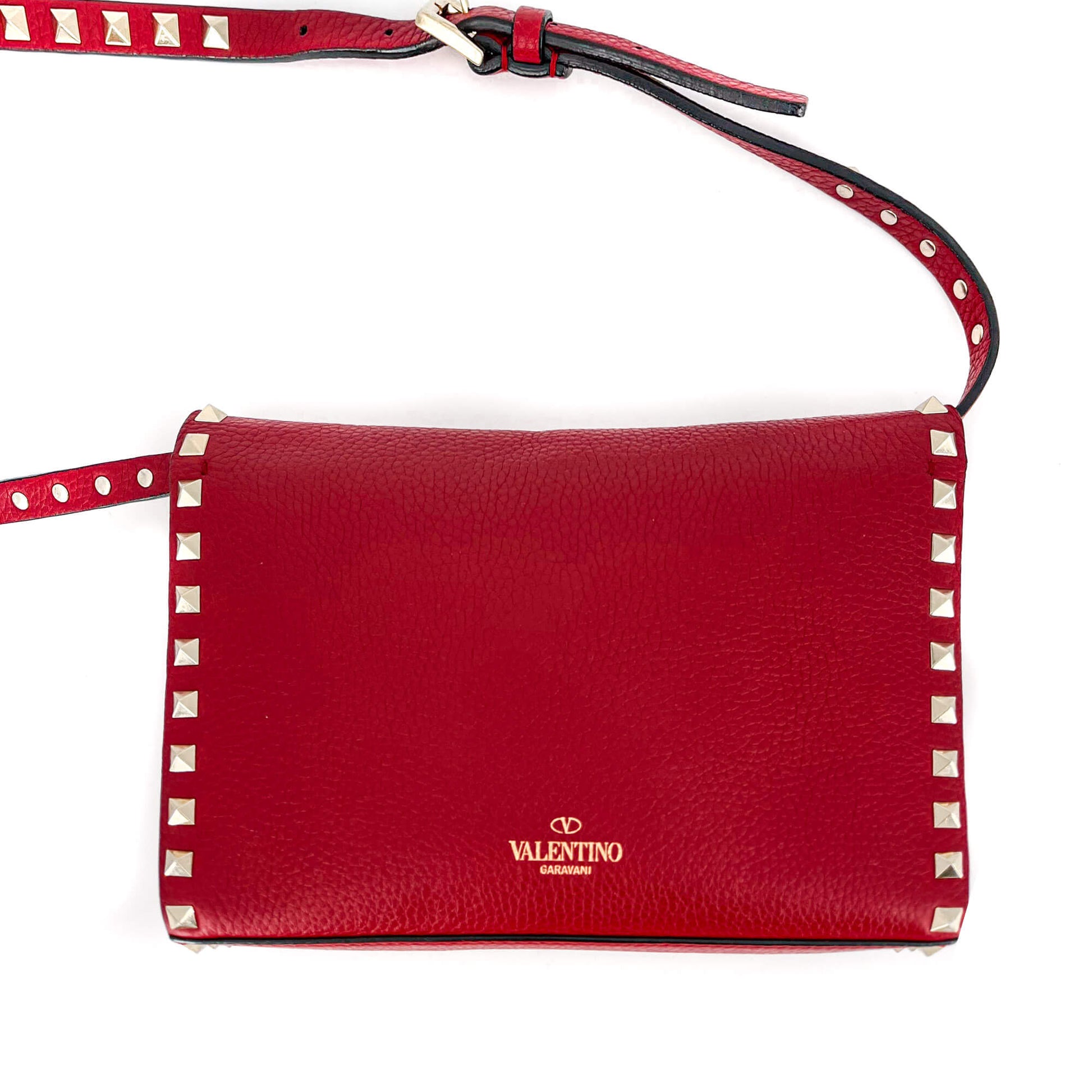 Second hand Valentino Garavani Rockstud Small in Red Grained Leather - Tabita Bags